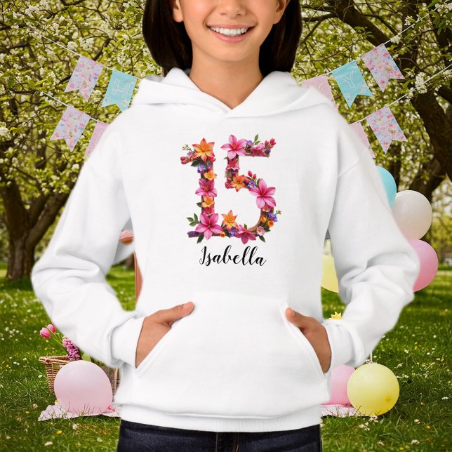 Personalized White Hoodie with Floral Print  (Criador carregado)