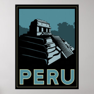 peru inca américa do sul arte deco retro poster