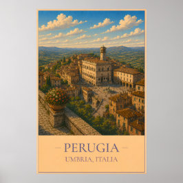 Perugia, Italy – Vintage Travel Poster