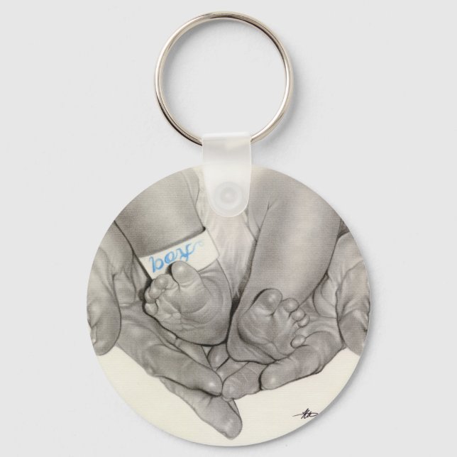 Pés de bebês recém-nascidos mãos Chaveiro (Frente)