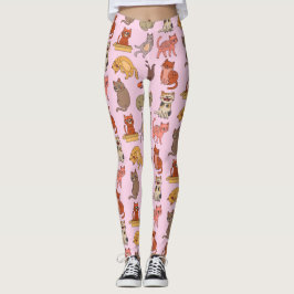 Pés de Gatos! Gatos Reproduzíveis em Leggings Rosa