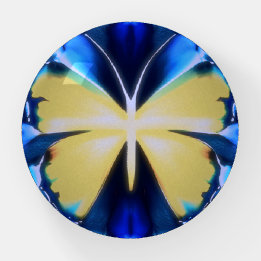 Pesa-papéis de Borboleta em Tie Dye Azul e Dourado