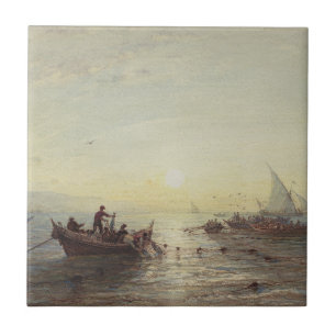 Pesca ao amanhecer da costa perto de Marselha