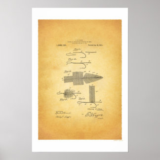 Pesca com mosca 1911 Poster de patente dos EUA - C