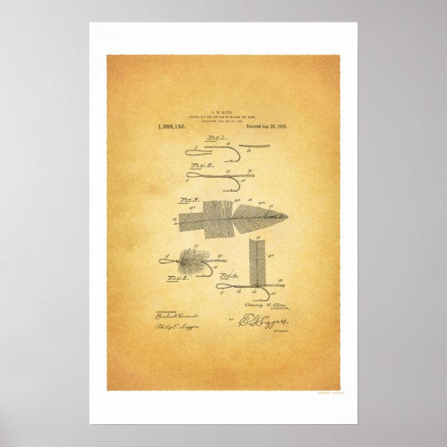 Pesca com mosca 1911 Poster de patente dos EUA - C (Frente)