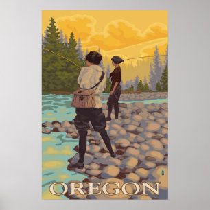 Pesca com mosca de Oregon - poster das viagens