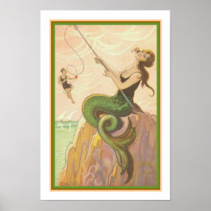 "Pesca da Sereia" Art Deco Impressão ca. 1928