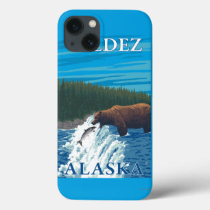 Pesca do urso no rio - Valdez, Alaska