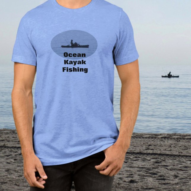 Pesca Kayak Silhouette Ocean Kayaking (Ideal t-shirt for a kayak fisherman. Customize the text for ocean of lake fishing.)