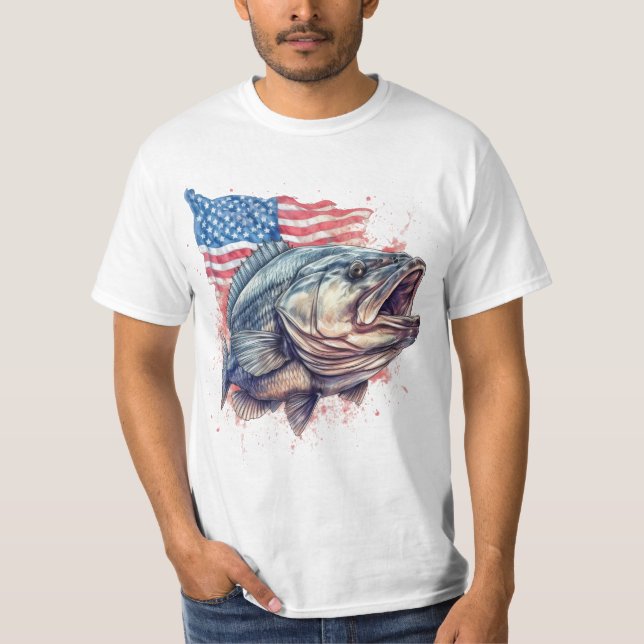Pescador Americano - Camisa Patriótica T (Frente)