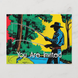 Pescador Da Cowboy No Cartão-Postal De Convite Da
