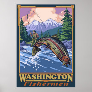 Pescador de Washington - poster de viagens da