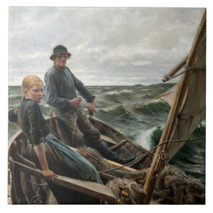 Pescador e filha no mar (por Albert Edelsense)