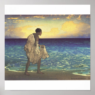 Pescador havaiano, impressão de botes