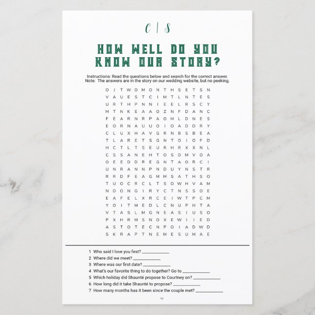 Pesquisa de Palavras de Jogo de Casamento v2 (Frente)