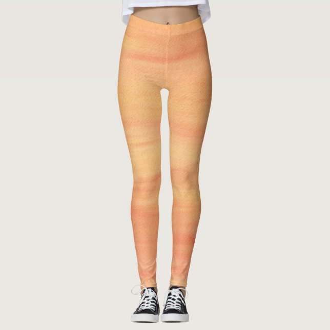 Pêssego Amarelo Laranja Mistura Leggings (Frente)
