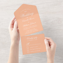 Pêssego Casamento Elegante Script Moderno RSVP