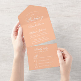 Pêssego Casamento Elegante Script Moderno RSVP