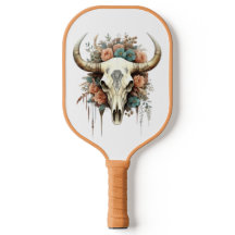 Pêssego Crânio de Vaca e Flores Azuis Suaves Bonit