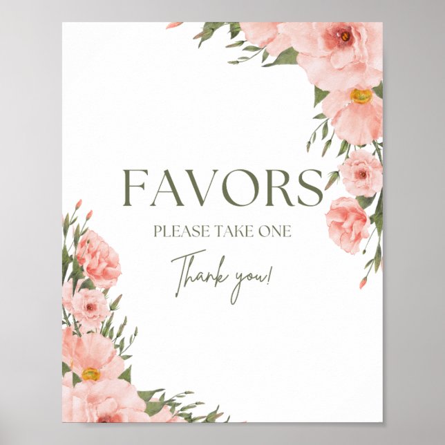 Pêssego de Aquarela Favoritos Florais Poster (Frente)