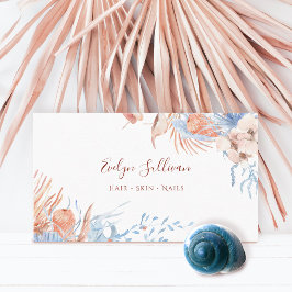 Pêssego de boho e cartão de visita azul