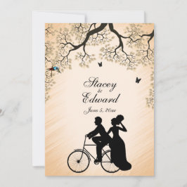 Pêssego de Convite de Casamento de Tema Bicicleta