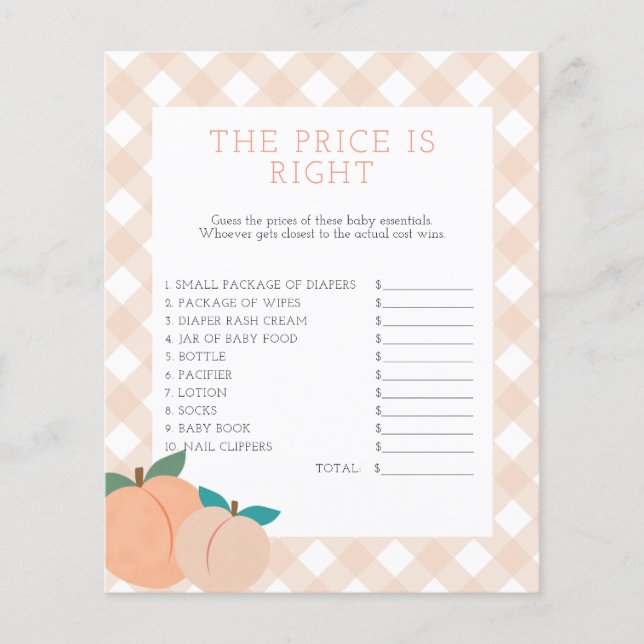 Pêssego doce | Adivinha o jogo do Chá de preço (Frente)