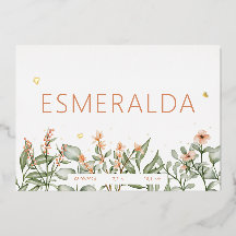 Pêssego doce floral Foil Nascimento Anúncio