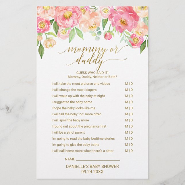 Pêssego e Pink Peony Flor Bebê Jogo (Frente)