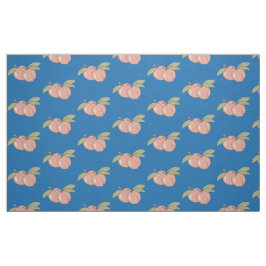 Pêssego Fruta Padrão Tecido Azul