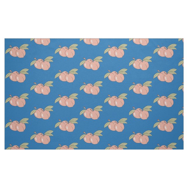 Pêssego Fruta Padrão Tecido Azul (Fat Quarter)