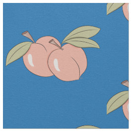 Pêssego Fruta Padrão Tecido Azul