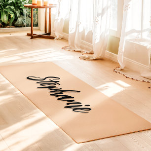 Pêssego Macio E Esteira De Yoga De Nome Personaliz