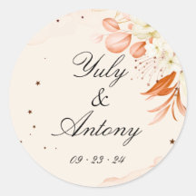 Pêssego Moderno e Adesivos Laranja Redondos de Cas