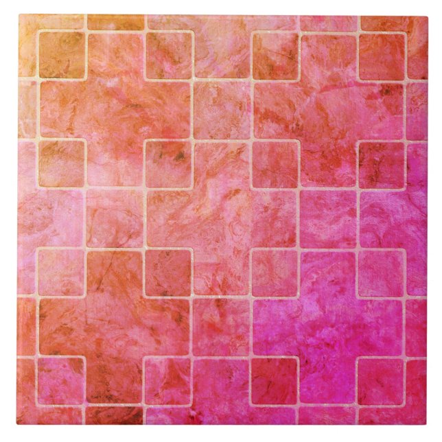 Pêssego Púrpura Cor-de-rosa Azulejo cerâmico Padra (Frente)