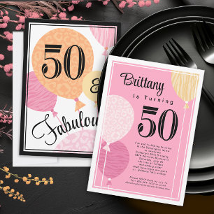 Pêssego Rosa Fabuloso 50 Convite de Aniversário