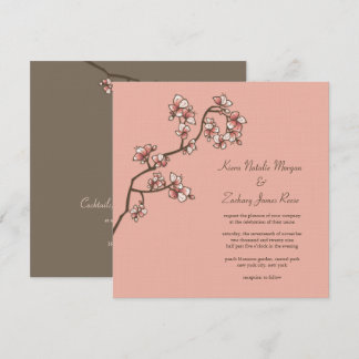 Pêssego rosa Pêssego Sakura Convite de casamento c