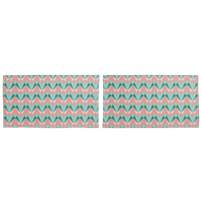 Pêssego Rosa Yukka E Padrão ZigZag Verde (Frente - conjunto)