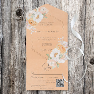 Pêssego Russo Blush & White Floral Código QR