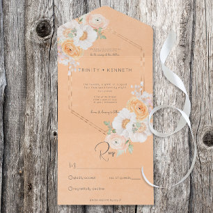 Pêssego Russo Blush & White Floral Sem Janto