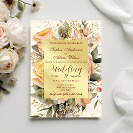 Pêssego Russo e Convite para Casamento de Flores D