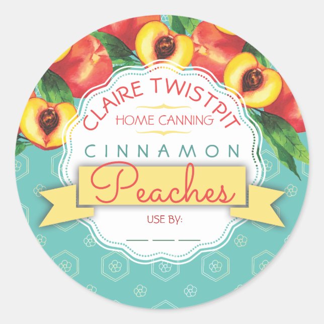 Pêssego torta de fruta enchendo etiqueta de latão  (Frente)