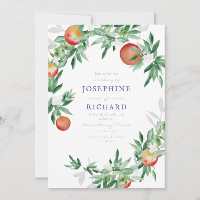 Pêssegos, design de aquarela, para o convite de ca (Frente)
