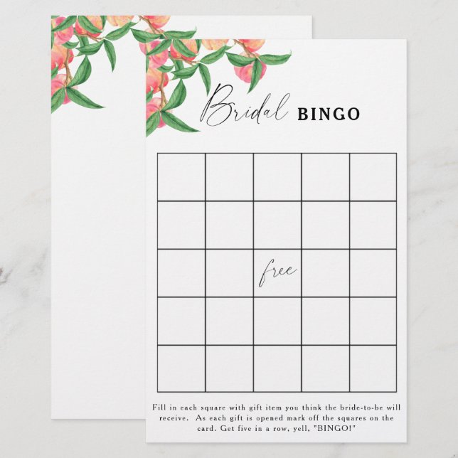 Pêssegos - jogo do bingo Chá de panela (Frente/Verso)