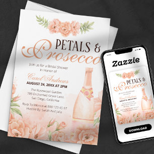 Pêssegos Pétalas Florais & Convite de Chá de Noiva