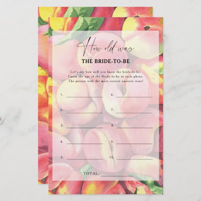 Pêssegos - Quantos anos tinha a noiva para ser o j (Frente/Verso)