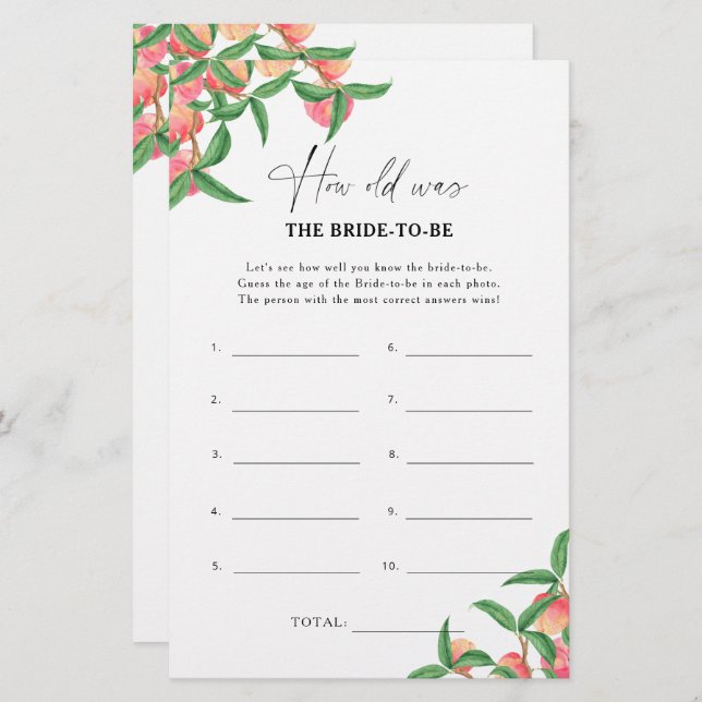 Pêssegos - Quantos anos tinha a noiva para ser o j (Frente/Verso)