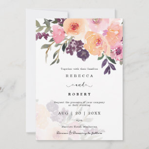 Pessegueira floral convite de casamento moderno