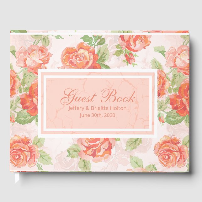 Pessegueiro floral e livro de hóspedes de cor verd (Frente)