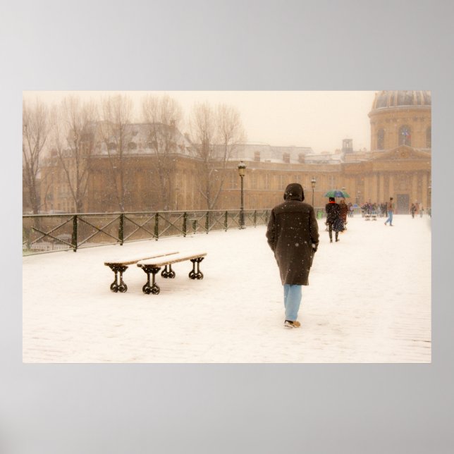 Pessoas Andando Na Poster de Neve (Frente)